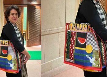 തണ്ണിമത്തനും പാലസ്തീൻ എന്ന് എഴുതിയ ബാഗും…!!! പാർലമെന്റിൽ പലസ്തീൻ ജനതയെ പിന്തുണച്ചുകൊണ്ടുള്ള ബാഗുമായി പ്രിയങ്ക ഗാന്ധി