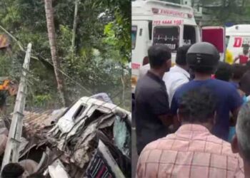 ബസ് കാത്തുനിൽക്കുന്ന കുട്ടികൾക്കിടയിലേക്ക് ലോറി ഇടിച്ചുകയറി, മൂന്നുകുട്ടികൾക്ക് ദാരുണാന്ത്യം, അപകടത്തിൽപ്പെട്ടത് ക്രിസ്തുമസ് പരീക്ഷ കഴിഞ്ഞ് ബസ് കാത്തുനിന്ന കരിമ്പ ഹൈസ് സ്കൂളിലെ വിദ്യാർഥികൾ