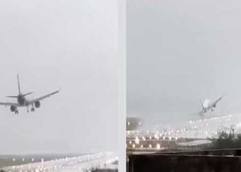 വിമാനത്തെ നിലം തൊടീക്കാതെ ഫെയ്ഞ്ചൽ ചുഴലിക്കാറ്റ്; ലാൻഡിങ്ങിനു ശ്രമിച്ച ഇൻഡിഗോ വിമാനം ഇടത്തോട്ട് ചെരി‌ഞ്ഞു, പിന്നാലെ പറന്നുയർന്ന വിമാനം ടേക്ക് ഓഫ് ചെയ്തത് ഏറെ പ്രയാസപ്പെട്ട്, വീഡിയോ വൈറലായി