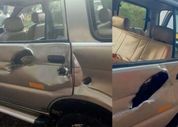 കല്യാണി പ്രിയദർശൻ – നസ്ലൻ ചിത്രത്തിൻ്റെ ഷൂട്ടിംഗ് സംഘം  സഞ്ചരിച്ച കാറിന് നേരെ കാട്ടാന ആക്രമണം… അതിരപ്പിള്ളിയിൽ വച്ചാണ് ഒറ്റയാൻ്റെ ആക്രമണം ഉണ്ടായത്…!!