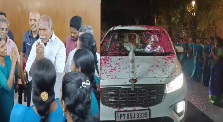 പുതുച്ചേരിയിൽ ആശമാരുടെ  ഓണറേറിയം 10,000 ൽ നിന്ന് 18,000 ത്തിലേക്ക് : പ്രഖ്യാപനവുമായി മുഖ്യമന്ത്രി എൻ.രംഗസ്വാമി, മുഖ്യമന്ത്രിയെ പുഷ്പഹാരം അണിയിച്ച്  ആശമാർ
