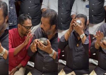 ആ ചെമ്പ് അങ്ങ് കൊടുക്ക്…!!  കയ്യിൽകിട്ടിയ പള്ളിക്കഞ്ഞി ഒരുതരി പോലും ബാക്കിവയ്ക്കാതെ ആസ്വദിച്ച് കഴിച്ച് സുരേഷ് ​ഗോപി..!! വീഡിയോ വൈറലാകുന്നു.., ഞങ്ങളും ഇതുതന്നെയല്ലേ കുടിച്ചേ?… കമന്റുകൾ- വീഡിയോ