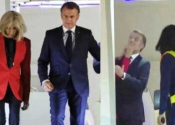 വിമാനത്തിൽവച്ച് ഫ്രഞ്ച് പ്രസിഡന്റിന്റെ കരണത്തടിച്ച് ഭാര്യ, ഒന്നും സംഭവിച്ചിട്ടില്ല… പുറത്തുള്ളവരെ അഭിവാദ്യം ഇമ്മാനുവൽ മാക്രോൺ,  ഇതു ഞങ്ങളുടെ തമാശയെന്ന് പ്രതികരണം- വീഡിയോ