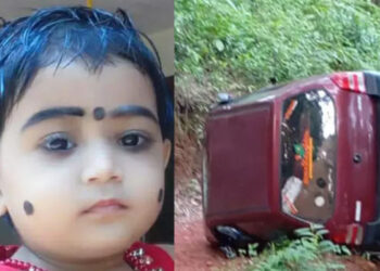 ഓവുചാലിൽ വീണ കാർ  അച്ഛൻ തള്ളി മാറ്റുന്നതിനിടെ ഭിത്തിയിലിടിച്ച്  മകളുടെ ദേഹത്തേക്ക് മറിഞ്ഞു, കാസർകോട് ഒന്നരവയസുകാരിക്ക് ദാരുണാന്ത്യം, അപകടം നടന്നത് വീട്ടിൽ നിന്നും 50 മീറ്റർ അകലെ