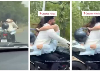 പിഴ 53,500 രൂപ, ബൈക്കിന്‍റെ ടാങ്കിന് മുകളില്‍ യുവതിയെ ഇരുത്തി പോയ യുവാവിന്‍റെ വീഡിയോ വൈറൽ