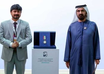 മലയാളി സംരംഭകൻ സിദ്ധാർത്ഥ് ബാലചന്ദ്രന് ജീവകാരുണ്യ പ്രവർത്തനങ്ങൾക്കുള്ള മുഹമ്മദ് ബിൻ റാഷിദ് അൽ മക്തൂം മെഡൽ