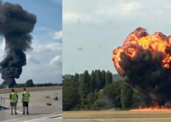 ബ്രിട്ടനിൽ വിമാനാപകടം: ടേക്ക് ഓഫിനു പിന്നാലെ തീപിടിച്ചു തകർന്നുവീണു; വിമാനത്താവളം അടച്ചു