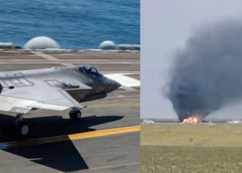 യുഎസ് നാവിക സേനയുടെ F-35 ഫൈറ്റർ ജെറ്റ് തകർന്നുവീണു, തീപിടിച്ച ദൃശ്യങ്ങൾ പുറത്ത്; പൈലറ്റ് രക്ഷപ്പെട്ടു