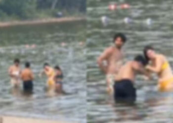 കാനഡയിലെ തടാകത്തിൽ പരസ്പരം സോപ്പ് തേച്ച് കുളിച്ച് 2 കപ്പിൾസ്, അത് ഇന്ത്യക്കാർ ആകാമെന്ന് കമന്‍റ്, വിമർശനം