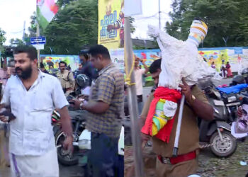 സ്വതന്ത്ര്യ ദിന പോസ്റ്ററിൽ സവർക്കറുടെ ചിത്രം; പ്രതിഷേധത്തിനെത്തിയ കെഎസ്യു തൃശ്ശൂര് ജില്ലാ പ്രസിഡന്റിനെ കസ്റ്റഡിയിലെടുത്ത് പൊലീസ്
