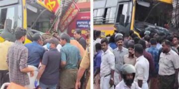 നിയന്ത്രണം വിട്ട് സ്കൂൾ ബസ് ചായക്കടയിലേക്ക് ഇടിച്ചു കയറി, ഒരാൾ മരിച്ചു, വിദ്യാർഥികടക്കം ആറുപേർക്കു പരുക്ക്, ഗുരുതരമായി പരുക്കേറ്റ വിദ്യാർഥിയെ തൃശൂർ മെഡിക്കൽ കോളേജിലേക്ക് മാറ്റി