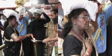 ഇരുമുടിക്കെട്ടുമായി പതിനെട്ടാം പടി കയറി; പൂർണകുംഭം നൽകി സ്വീകരിച്ച് തന്ത്രി; അയ്യനെ കണ്ട് മനം നിറഞ്ഞ് രാഷ്ട്രപതി