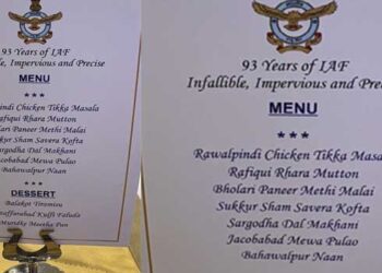 ‘ബാലാക്കോട്ട് തിരാമിസു’, ‘റാവൽപിണ്ടി ചിക്കൻ ടിക്ക’… പേരുതന്നെ കിടുക്കൻ!! വ്യോമസേനാ ഡിന്നർ ചടങ്ങിൽ വിളമ്പിയ വിഭവങ്ങൾ സമൂഹമാധ്യമങ്ങളിൽ വൈറൽ