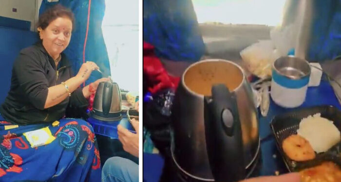 ട്രെയിനില്‍  ഇലക്ട്രിക് കെറ്റില്‍ ഉപയോഗിച്ച്  ന്യൂഡില്‍സ് പാകം ചെയ്തു, മഹാരാഷ്ട്ര സ്വദേശിനിക്കെതിരെ നടപടിയുമായി റെയില്‍വേ, വീഡിയോ പോസ്റ്റ് ചെയ്ത യുട്യൂബ് ചാനലിനെതിരെയും നടപടി