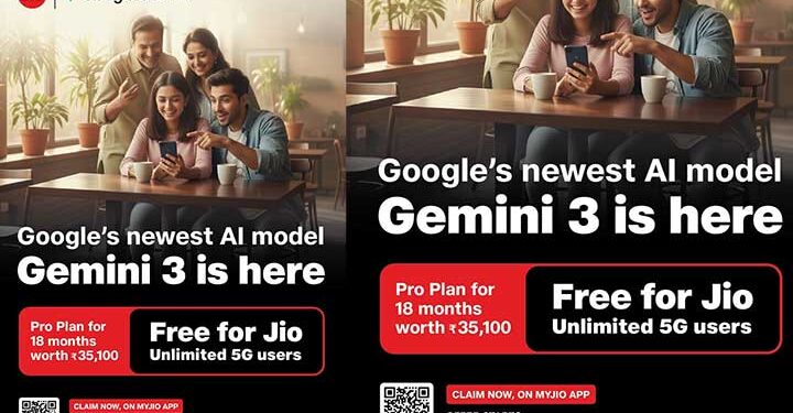 എ ഐ ഓഫർ നവീകരിച്ച് ജിയോ; ജെമിനി 3 ഇനി ലഭ്യം, ആനുകൂല്യം എല്ലാ 5ജി ഉപയോക്താക്കൾക്കും