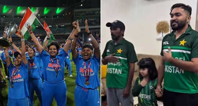 ക്രിക്കറ്റിന് അതിർത്തിക്കപ്പുറത്തുള്ള ആളുകളെ ഒന്നിപ്പിക്കാനുള്ള കഴിവുണ്ട് ഈ വീഡിയോയ്ക്ക്- കമെന്റ്!! വനിതാ ലോകകപ്പ് ഫൈനലിൽ ഇന്ത്യൻ ടീമിനൊപ്പം ദേശീയ ​ഗാനം ആലപിച്ച് പാക് ആരാധകൻ… വീഡിയോ വൈറൽ