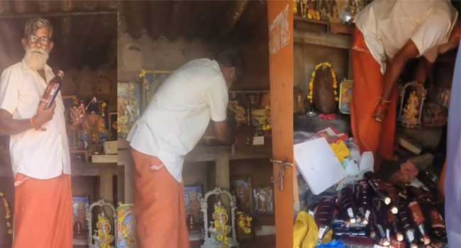 വൻ തോതിൽ മദ്യം വാങ്ങി സൂക്ഷിക്കും, ആവശ്യക്കാർ വിളിച്ചാൽ സ്പോട്ടിലെത്തിച്ച് നൽകും!! കുടുംബക്ഷേത്രത്തിനുള്ളിലെ വിഗ്രഹങ്ങളുടെ അറയിലും ഫോട്ടോകൾക്കിടയിലും മദ്യക്കുപ്പികൾ, ഇലക്ഷൻ പ്രമാണിച്ച് വിൽക്കാൻ സൂക്ഷിച്ചിരുന്ന 30 ലിറ്റർ മ​ദ്യം പിടികൂടി, ഒരാൾ അറസ്റ്റിൽ