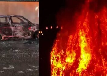 കാറിൽ നിന്ന് പുക ഉയരുന്നതു കണ്ട് പിന്നാലെ വന്ന വാഹന യാത്രികർ വാഹനം നിർത്തി ഓടിയിറങ്ങാൻ ആവശ്യപ്പെ‌ട്ടു, കുടുംബം ഇറങ്ങിയയുടൻ കാർ അ​ഗ്നിക്കിരയായി, സിപിഎം സംസ്ഥാന സമിതിയംഗം സി.ബി. ചന്ദ്രബാബുവും കുടുംബവും രക്ഷപ്പെട്ടത് തലനാരിഴയ്ക്ക്, തൊട്ടടുത്തുള്ള ട്രാൻസ്‌ഫോർ അധികൃതർ പെട്ടെന്ന് ഓഫാക്കിയതിനാൽ ഒഴിവായത് വൻ അപകടം