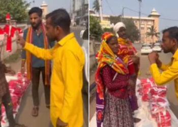 ഇവിടെ ക്രിസ്ത്യന്‍ വസ്തുക്കള്‍ വില്‍ക്കാന്‍ ഞങ്ങള്‍ അനുവദിക്കില്ല,  ഇത് ഹിന്ദു രാഷ്ട്രം, ദാരിദ്രം മാറ്റണമെങ്കില്‍ ഭഗവാൻ ജഗന്നാഥനുമായി ബന്ധപ്പെട്ട വസ്തുക്കൾ വിൽക്കുക, സാന്താ തൊപ്പികൾ വില്‍ക്കുന്നവര്‍ക്കുനേരെ ആക്രോശിച്ച് ഹിന്ദുത്വ പ്രവര്‍ത്തകര്‍