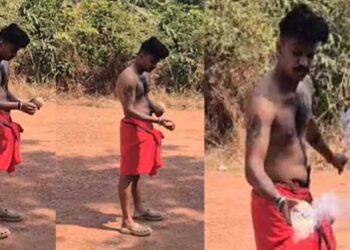 നേതാക്കൾ പറഞ്ഞ ഓലപ്പടക്കത്തിന് തേങ്ങയുടെ വലിപ്പമോ?… വിബിൻ രാജിന്റെ മൂന്നു കൈരലുകൾ അറ്റത് സ്ഫോടക വസ്തുവിന് തീ കൊടുക്കന്നതിനിടെ ദൃശ്യങ്ങൾ പുറത്ത്, വിബിൻ രാജ് കോൺ​ഗ്രസ് ഓഫിസ് പെട്രോളൊഴിച്ച് കത്തിക്കാൻ ശ്രമിച്ചതുൾപ്പെടെ 3 കേസുകളിൽ പ്രതി