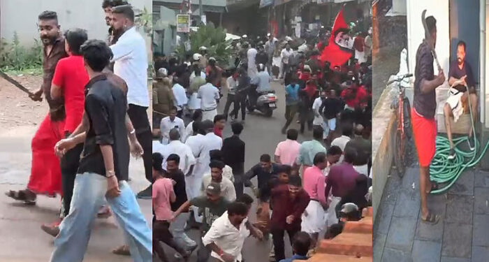 പാനൂരിലെ വടിവാള് ആക്രമണം: അമ്പതോളം സിപിഎം പ്രവര്ത്തകര്ക്കെതിരെ കേസെടുത്തു, ആക്രമണം പാര്ട്ടി കൊടി കൊണ്ട് മുഖം മൂടികെട്ടി