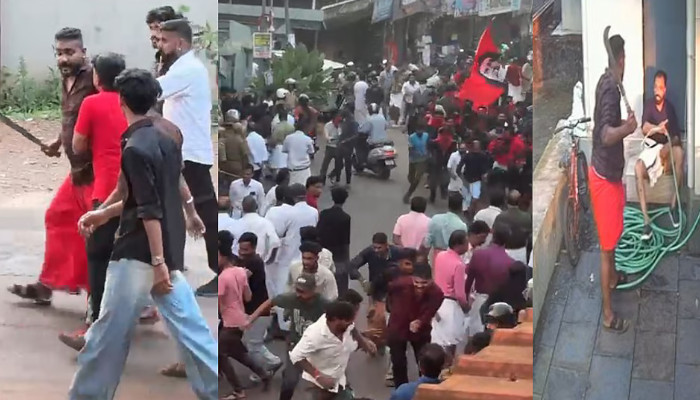 പാനൂരിലെ വടിവാള് ആക്രമണം: അമ്പതോളം സിപിഎം പ്രവര്ത്തകര്ക്കെതിരെ കേസെടുത്തു, ആക്രമണം പാര്ട്ടി കൊടി കൊണ്ട് മുഖം മൂടികെട്ടി