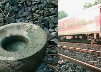 മൈസൂരു- തിരുവനന്തപുരം കൊച്ചുവേളി എക്സ്പ്രസ് കടന്നുപോയ റെയിൽവേ ട്രാക്കിൽ ആട്ടുകല്ല്, കല്ല് ട്രാക്കിനു സമീപമല്ലാത്തതിനാൽ വൻ ദുരന്തം ഒഴിവായി, ട്രെയിൻ അട്ടിമറി ശ്രമമെന്നാണ് സംശയം, സമീപത്തെ സിസിടിവി ദൃശ്യങ്ങൾ പരിശോധിക്കാൻ പോലീസ്