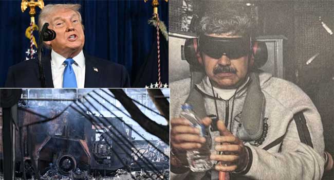 കണ്ണുകൾ കെട്ടി യുദ്ധക്കപ്പലിൽ മഡുറോയും ഭാര്യയും… വെലസ്വല ഇനി ട്രംപ് നിയന്ത്രിക്കും!! യുഎസ് വെനസ്വേലയിൽ നടത്തിയതുപോലൊരു ആക്രമണം നടത്താൻ മറ്റൊരു രാജ്യത്തിനും കഴിയില്ല…യുഎസുമായുള്ള സഹകരണം വെനസ്വേലയെ ധനികന്മാരാക്കും, മഡുറോയെ യുഎസിൽ വിചാരണ ചെയ്യും ട്രംപ്, ആക്രമണം നടത്തിയത് ഡെൽറ്റ ഫോഴ്സ്?