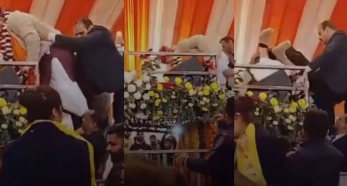 വേദിയിലേക്ക് കയറാന് ശ്രമിക്കവെ ബാലന്സ് നഷ്ടപ്പെട്ടു, 69-ാം പിറന്നാള് ആഘോഷത്തിനിടെ തലകീഴായി വീണ് ബ്രിജ് ഭൂഷണ്, സമൂഹമാധ്യമങ്ങളില് പൊട്ടിച്ചിരിയും പരിഹാസവും
