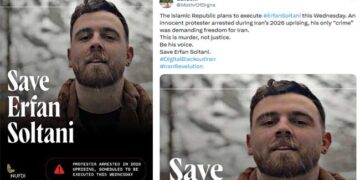 ‘സ്വാതന്ത്ര്യം ആവശ്യപ്പെട്ടതാണ് അവൻ ചെയ്ത ഏക കുറ്റം’… Save Erfan Soltani’ ഹാഷ്‌ടാഗുകൾ സോഷ്യൽ മീഡിയയിൽ നിറയുന്നു, ഹാഷ്ടാ​ഗ് പങ്കുവച്ചവരിൽ ഹോളിവുഡ് താരം ഡേവിഡ് ഷ്വിമർ ഉൾപ്പെടെയുള്ളവർ!! ഇന്ന് തന്നെ വധശിക്ഷ?, അവസാനമായി കുടുംബത്തെ കാണാൻ 10 മിനിറ്റ് അനുവദിക്കും…