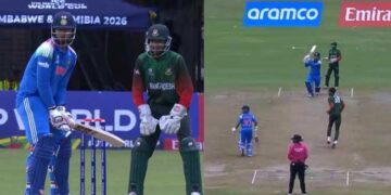 എന്റെ പൊന്ന്  അഭിഗ്യാൻ ഒരു ബോളെങ്കിലും അടിച്ച് സ്ട്രൈക്ക് വൈഭവിനു കൈമാറൂ…അണ്ടർ 19 ലോകകപ്പിൽ ബം​ഗ്ലാദേശിനെതിരെ തുഴഞ്ഞ് കുണ്ഡു… 32 ബോളിൽ അടിച്ചത് വെറും 9 റൺസ്, വൈഭവിന് അർദ്ധ സെഞ്ചുറി- ഇന്ത്യ മൂന്ന് വിക്കറ്റ് നഷ്ടത്തിൽ 88 റൺസ്