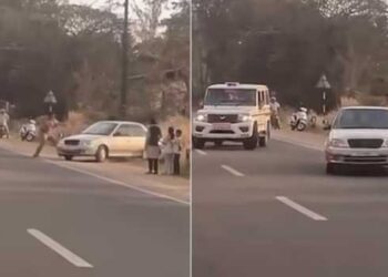 പരിശോധനയ്ക്കായി വാഹനം തടയവേ എംവിഡി ഉദ്യോഗസ്ഥനെ കാറിടിപ്പിച്ച് അപായപ്പെടുത്താൻ ശ്രമം; രക്ഷപ്പെട്ടത് തലനാരിഴയ്ക്ക്, ഉദ്യോ​ഗസ്ഥനെ ഇടിപ്പിക്കാൻ ശ്രമിച്ചത് സ്‌കൂൾ യൂണിഫോമിലുള്ള വിദ്യാർഥികൾ!! വാഹനത്തിന്റെ രജിസ്ട്രേഷൻ കാലാവധി കഴിഞ്ഞതെന്ന് കണ്ടെത്തൽ