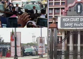 കൊച്ചി നഗരത്തിൽ ഇന്ന് ബോർഡ് വെച്ചത് ആരാണ്? ഏത് ഏജൻസിയാണ്? എല്ലാ പാർട്ടിയും കണക്കാ… മോദി തലസ്ഥാനത്ത് വന്നപ്പോൾ ബോർഡുകൾ വെച്ചതിൻറെ പിഴ ഈടാക്കിയോ? രാഹുൽ കൊച്ചിയിൽ വന്നപ്പോഴോ… എഫ്ഐആർ എവിടെ? തദ്ദേശ സെക്രട്ടറിമാർക്ക് നടപടിയെടുക്കാൻ പേടിയാണെങ്കിൽ പണി അവസാനിപ്പിച്ച് പോകണം, എല്ലാം വച്ചിട്ട് സ്വച്ഛ് ഭാരത്, നവകേരളം എന്നും പറഞ്ഞ് ഇങ്ങോട്ട് വന്നേക്കല്ല് … ഹൈക്കോടതി