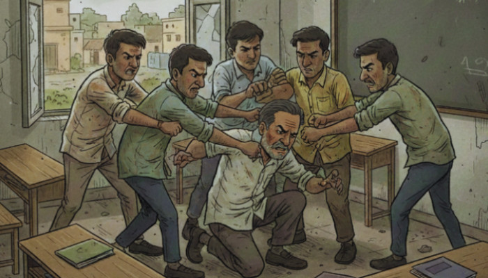 ചുമരിൽ ഒട്ടിച്ച അംബേദ്കറിന്റെ ചിത്രം വലിച്ചു കീറി, ദളിത് വിദ്യാര്ത്ഥികള്ക്കെതിരെ ജാതി അധിക്ഷേപവും, ആര്എസ്എസ് സ്കൂളില് കയറി പ്രിന്സിപ്പലിനെ ഓടിച്ചിട്ട് അടിച്ച് വിദ്യാര്ത്ഥികള്