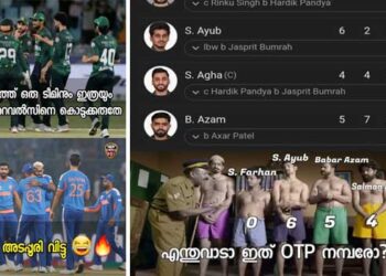 “ദൈവമേ ലോകത്ത് ഒരു ടീമിനും ഇത്രയും ദാരിദ്രം പിടിച്ച റൈവൽസിനെ കൊടുക്കരുതേ, അവന്മാരുടെ അടപ്പൂരി വിട്ടു… അപ്പോഴേ പറഞ്ഞില്ലേ പോകണ്ട പോകണ്ടാന്നു 😂😂0,6,5,4…എന്തുവാടേയിത് ഒടിടി നമ്പറോ… ഈ നാണം കെട്ട തോൽവിയെക്കാൾ നല്ലത് ബഹിഷ്കരണം ആയിരുന്നു”….സമൂഹമാധ്യമങ്ങളിൽ നിറഞ്ഞ് പാക്കിസ്ഥാനെതിരായ ട്രോളുകൾ