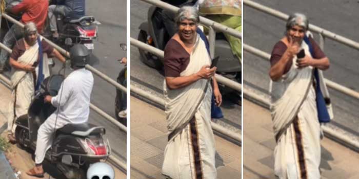എന്റെ വീട് ഇതിന്റെ അപ്പുറത്താ… ഈ വഴി ഞാൻ നടന്നു വരുമ്പോ ഫുട്പാത്തിലൂടെ വണ്ടി കയറിവന്നാൽ ഞാൻ തടയും… നീ ഈ വഴി പോകുന്നത് ഒന്നു കാണണം… ബ്ലോക്കിൽ നിന്ന് കുറുക്കുവഴിക്ക് ഫുട്പാത്തിലൂടെ രക്ഷപ്പെടാൻ ശ്രമിച്ച സ്കൂട്ടർ യാത്രികനെ വന്നവഴി തിരിച്ചിറക്കി ഇരട്ട ചങ്കത്തി അമ്മച്ചി പ്രഭാവതി അമ്മ, സൂപ്പർ ലേഡിക്ക് കയ്യടിച്ച് സമൂഹ മാധ്യമം- വീഡിയോ