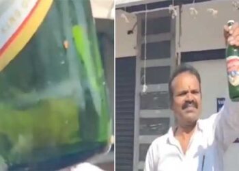 ദേണ്ടെടാ കിംങ്’ഫിഷ’റിൽ ജീവനുള്ള ഫിഷ്…. അടിക്കാനായി മേടിച്ച ബിയറിൽ നീന്തിത്തുടിക്കുന്ന മീൻ!! പരാതിയുമായെത്തിയപ്പോൾ കൈമലർത്തി ജീവനക്കാർ- വീഡിയോ