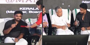 ‘‘സാറെ..കുറച്ച് സമയം എടുക്കുന്നുണ്ട്, കുഴപ്പമില്ലല്ലോ അല്ലേ?’’… ഇവർക്കുകൂടി കൊടുക്കു… പിന്നാലെ തനിക്ക് കിട്ടിയ ശീതളപാനീയം മുഖ്യമന്ത്രിക്കു നേരെ നീട്ടി… കളിക്കളത്തിനു പുറത്തുള്ള സഞ്ജുവിന്റെ പെരുമാറ്റം സമൂഹമാധ്യമങ്ങളിൽ വൈറൽ, ബഹുമാനം അത് പ്രവർത്തിയിലൂടെ… മനുഷ്യനോട് എങ്ങനെ പെരുമാറണം എന്ന് സഞ്ജു പലപ്പോഴും കാണിക്കാറുണ്ട് അയാളിലെ ആ നല്ല ക്യാരക്ടർ- കമെന്റുകൾ- Video