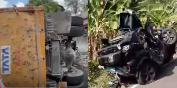 പാറ കയറ്റിപോവുകയായിരുന്ന ടിപ്പർ ലോറിയുടെ നിയന്ത്രണം കയറ്റത്തിൽ വച്ച് നഷ്ടമായി, പിന്നോട്ടുപാഞ്ഞ ലോറി കാറിലും ബൈക്കിലുമിടിച്ച് മറിഞ്ഞു, ബൈക്ക് യാത്രികരായ രണ്ടു വിദ്യാർഥികൾക്ക് ദാരുണാന്ത്യം, കാർ പുറത്തെടുത്തത് വെട്ടിപ്പൊളിച്ച്!! കാർ യാത്രികർ അത്ഭുതകരമായി രക്ഷപ്പെട്ടു, വിദ്യാർഥികൾ അപകടത്തിൽപ്പെട്ടത് നീന്തൽ പരിശീലനം കഴിഞ്ഞ് മടങ്ങവേ