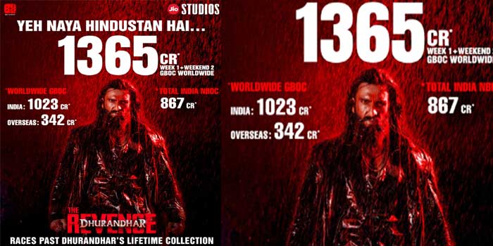 എക്കാലത്തെയും വലിയ ഹിന്ദി ഓപ്പണിങ് കളക്ഷൻ നേടുന്ന ചിത്രം!! ‘ധുരന്ധർ’ ആദ്യ ഭാഗത്തിന്റെ ആഗോള ഗ്രോസ് 11 ദിനം കൊണ്ട് മറികടന്ന് ‘ധുരന്ധർ പ്രതികാരം’… 1365 കോടി രൂപ ആഗോള ഗ്രോസ് പിന്നിട്ട് കുതിപ്പ് തുടരുന്നു