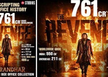 ‘ധുരന്ധർ പ്രതികാരം’ എക്കാലത്തെയും വലിയ ഇന്ത്യൻ ബ്ലോക്ക്ബസ്റ്റർ ഹിറ്റ്; ആദ്യ വീക്കെൻഡിൽ 761 കോടി ആഗോള ഗ്രോസ് കളക്ഷൻ