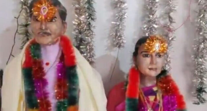 മരിച്ച മകനും കാമുകിയും സ്വപ്നത്തില്‍ വന്ന്  ക്ഷേത്രം പണിയാന്‍ ആവശ്യപ്പെട്ടു,  പിന്നാലെ ഇരുവരുടെയും വിഗ്രഹങ്ങൾ വച്ച് ശ്രീകോവില്‍ പണിത് മാതാപിതാക്കള്‍, ശ്രീരാമ നവമി ദിനത്തിൽ വിവാഹചടങ്ങുകള്‍