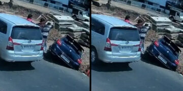 കാര്‍ കുഴിയിലേക്ക് ഇടിച്ചുവീഴ്ത്തിയ ശേഷം വടിവാള്‍ ഉപയോഗിച്ച് തുടരെ തുടരെ വെട്ടി, കൊല്ലത്ത് പട്ടാപ്പകല്‍ നടുറോഡിലിട്ട് ഗുണ്ടാ നേതാവിനെ വെട്ടിക്കൊന്ന് അക്രമികള്‍, കൊല്ലപ്പെട്ടത് ജിം സന്തോഷ് വധക്കേസ് പ്രതി, പിന്നില്‍ മുന്‍ വൈരാഗ്യമെന്ന് സൂചന