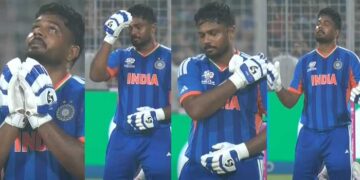 ഈശോയേ…വിജയ ഫോർ നേടിയ ശേഷം അത്യുന്നതങ്ങളിലേക്കു കണ്ണുകളുയർത്തി കുരിശുവരിച്ച് സഞ്ജു!! ഞാൻ കാത്തിരുന്ന ദിവസമാണിത്…ലോകം മുഴുവൻ ഞാനായതായി തോന്നുന്നു, എന്റെ താഴ്ചകളിൽ ഞാൻ എന്നെത്തന്നെ സംശയിച്ചിരുന്നു… എന്ത് സംഭവിക്കും? ‘എനിക്ക് സാധിക്കുമോ? ഇന്ന് എന്നെ അനുഗ്രഹിച്ചതിന് സർവ്വശക്തനായ ദൈവത്തിന് നന്ദി പറയുന്നു… ഞാൻ വളരെ സന്തോഷവാനാണ്… വീഡിയോ