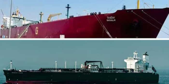 എൽപിജി ടാങ്കറുകളുമായി ശിവാലിക്കും നന്ദാദേവിയും ഹോർമുസ് കടലിടുക്ക് താണ്ടി ഇക്കരെയ്ക്ക്, ഇന്ത്യൻ പതാകയുള്ള ഓയിൽ ടാങ്കറായ ജഗ് പ്രകാശ് ആഫ്രിക്കയിലേക്കും…ഹോർമുസിന്റെ ഇരുവശത്തുമായി നങ്കൂരമിട്ടിരുന്നത് ഇന്ത്യൻ പതാകയുള്ള 28 കപ്പലുകൾ