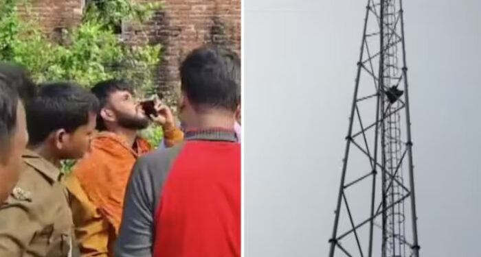 കള്ളക്കേസില്‍ കുടുക്കി കാമുകനെ ജയിലിലടച്ച് കുടുംബം, മൊബൈല്‍ ടവറിന് മുകളില്‍ കയറി ആത്മഹത്യാ ഭീഷണി മുഴക്കി യുവതിയുടെ സാഹസികത, മറ്റൊരു വഴിയുമില്ലാതെ കാമുകനെ വിട്ടയച്ച് പൊലീസ്