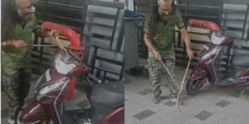 ഫ്ലാറ്റിനടിയിൽ നിർത്തിയിട്ടിരുന്ന സ്കൂട്ടർ സ്റ്റാർട്ട് ചെയ്യുന്നതിനിടെ ഹെഡ്ലൈറ്റിനുള്ളിൽ നിന്ന് എന്തോ ചീറ്റുന്ന ശബ്ദം, നോക്കിയപ്പോൾ മൂർഖൻ പാമ്പ്