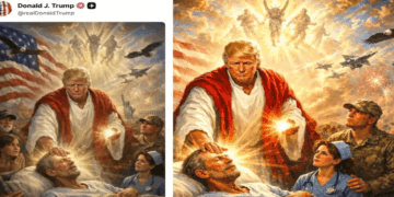 ദൈവത്തെ പരിഹസിക്കരുത് – ശക്തമായ പ്രതിഷേധം; ട്രംപ് യേശുവായ ചിത്രം പിൻവലിച്ചു