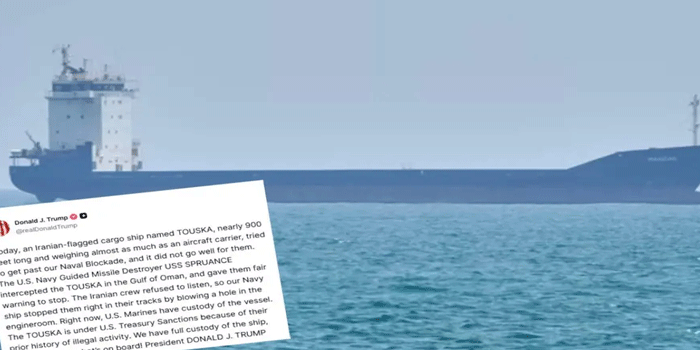 ‘മുന്നറിയിപ്പ് നല്കിയിട്ടും യാത്ര തുടർന്നു; എഞ്ചിൻ റൂം തുളച്ചുകൊണ്ട് അതിനെ തടയേണ്ടി വന്നു‘:  യുഎസ് പ്രതിരോധം മറികടക്കാൻ ശ്രമിച്ച ഇറാനിയൻ കപ്പൽ പിടിച്ചെടുത്തെന്ന് ട്രംപ്