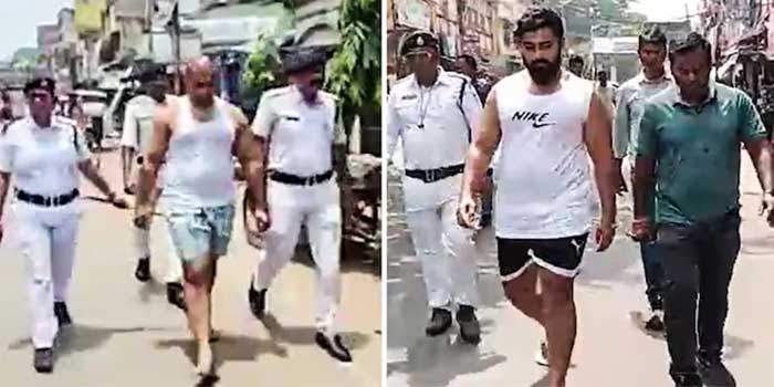 കത്തികാട്ടി ഭീഷണി, ആളുകൾ പേടിച്ച് കാണുമ്പോൾ തന്നെ കൈകൂപ്പി നിൽക്കും… കുപ്രസിദ്ധ ഗുണ്ടയെ തല മുണ്ഡനം ചെയ്ത്, സ്ലീവ്ലെസ് വെസ്റ്റ് മാത്രം ധരിപ്പിച്ച് തെരുവിലൂടെ നടത്തി പോലീസ് !! ബംഗാളിൽ കുറ്റവാളികളെ ഭയപ്പെടുത്താൻ പുതിയ തന്ത്രങ്ങളിറക്കി ബിജെപി സർക്കാർ